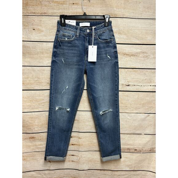 Vervet Womens Mom Jeans Size 24 Blue Erika Stretch New Distressed Medium Wash - Picture 12 of 16